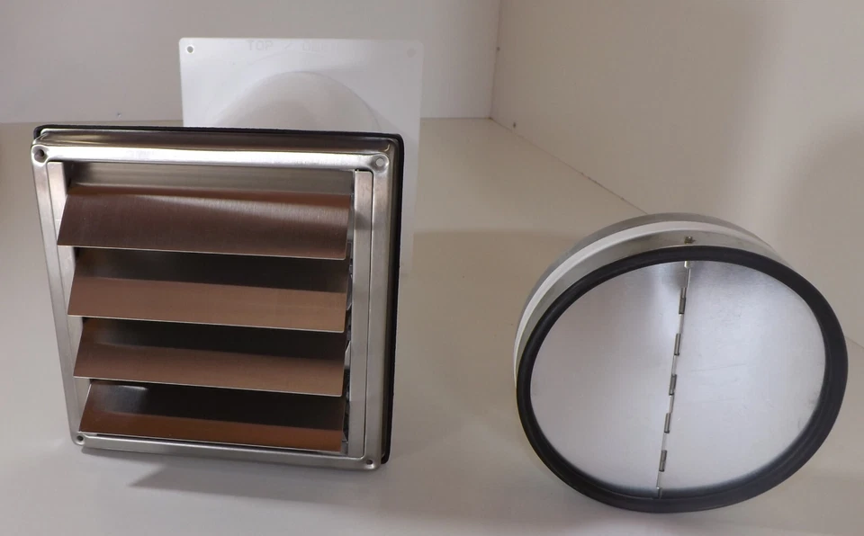 Set tubi cassetta a muro Ø100 acciaio inox scarico aria cucina valvola di non ritorno S5R-M - Immagine 3 di 4