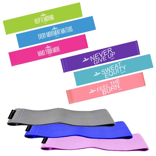 6 Pack Resistance Bands Latex Free Fabric Loops Set Workout Strength