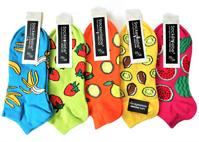 Socks for Fun Baumwoll- Sneakersocke für Damen Bunte Früchtchen 35-42 5 Paar