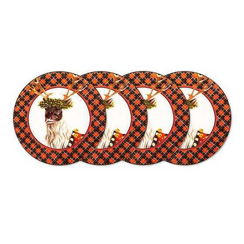 NIB Mackenzie Childs Santa's Reindeer Dessert Salad Appetizer Plates