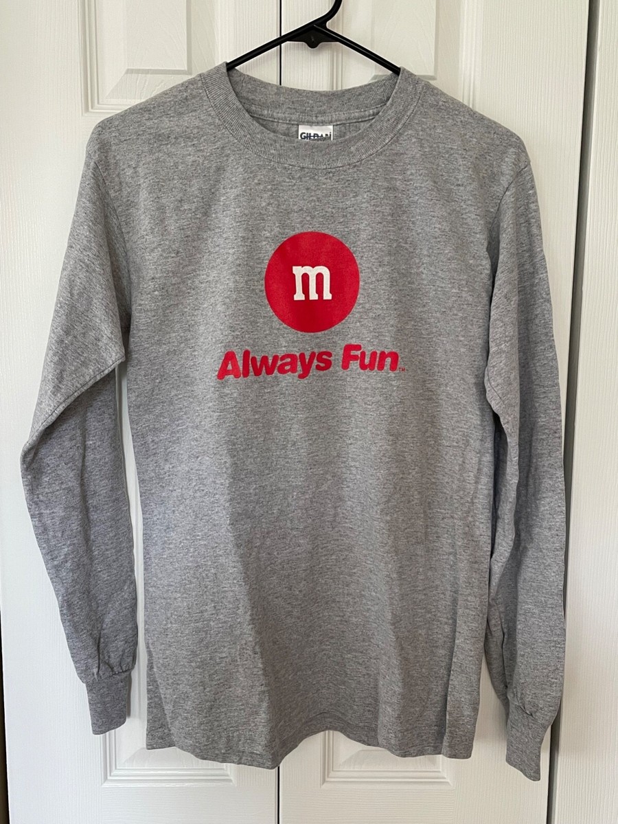 M&M's T shirt Always Fun Long Sleeve Adult Small Grey/Red | eBay