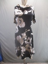 Hubris Apparel Size S Womens Floral Short Sleeve Cowl Neck Flare Midi Dress 266