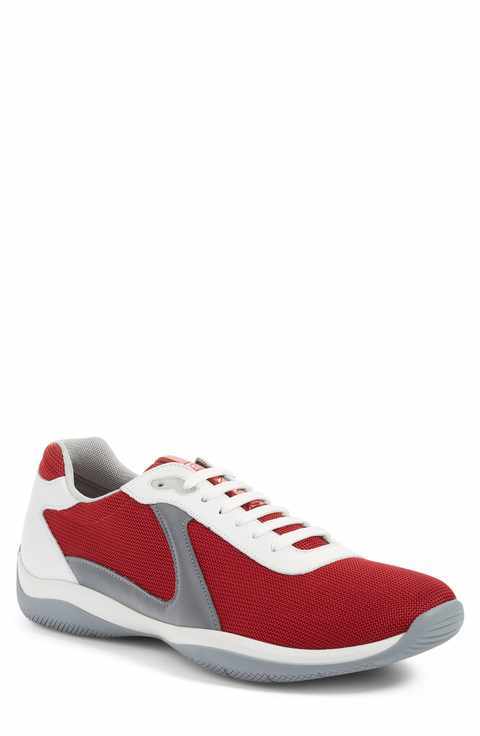 100% AUTHENTIC NEW MEN PRADA RED LINEA ROSSA PUNTA ALTA SNEAKERS UK 7/US 8 D