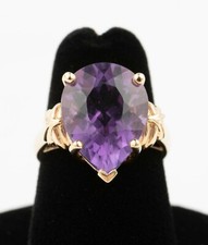 14K GOLD RING PEAR PURPLE AMETHYST