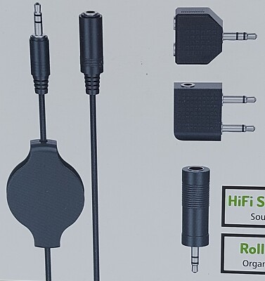  Klinkenadapter-Set Adapter Kit 4-teilig, für Flugreisen 3,5mm Hifi Stereo HSt