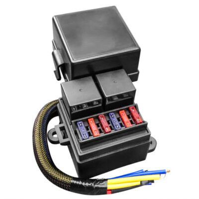 Pre-Wired Fuse Relay Box with 2pcs 4-Pin 80A Relays 6 Fuses For Car Truck Boat