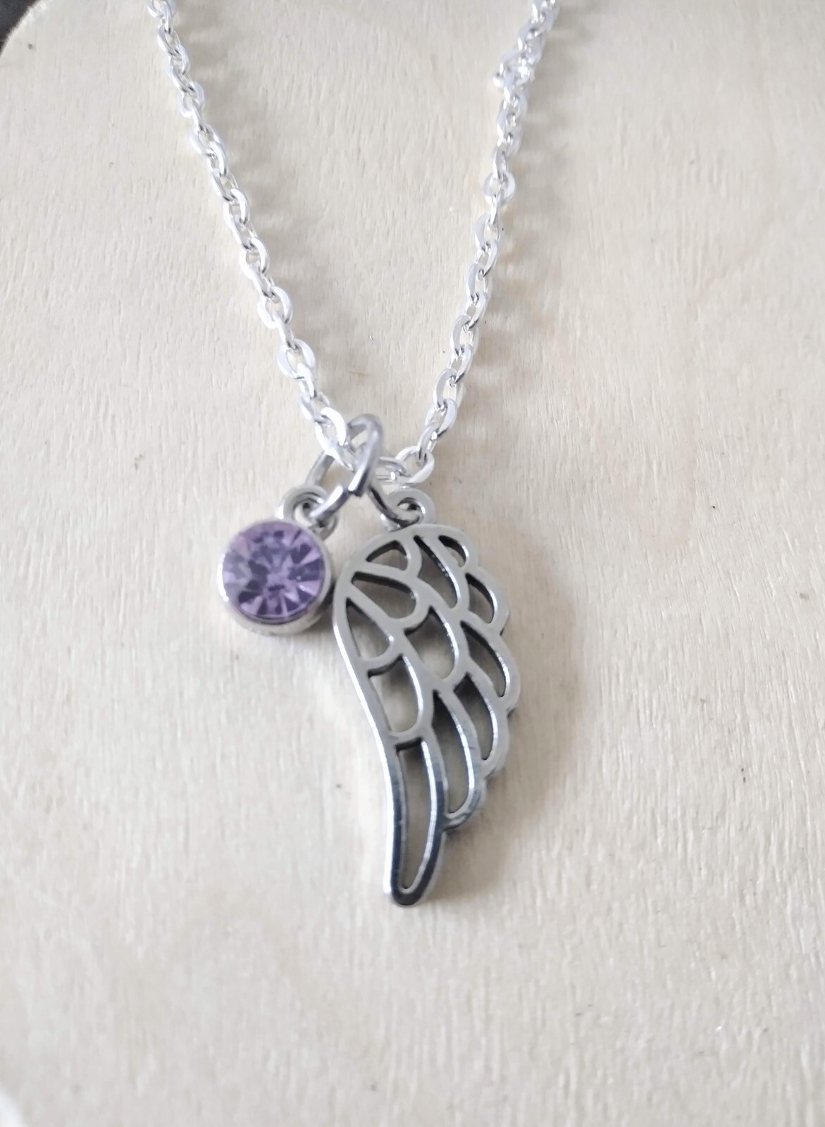 Angel Wing Birthstone Necklace, Personalized Jewelry, Sympathy Gift, Grief Loss