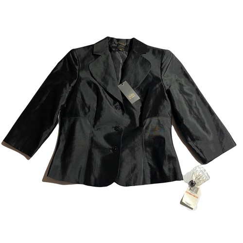 ALLEN by ABS Black Silk Blend Jacket Blazer 3/4 Sleeve Size 10 Taffeta NWT
