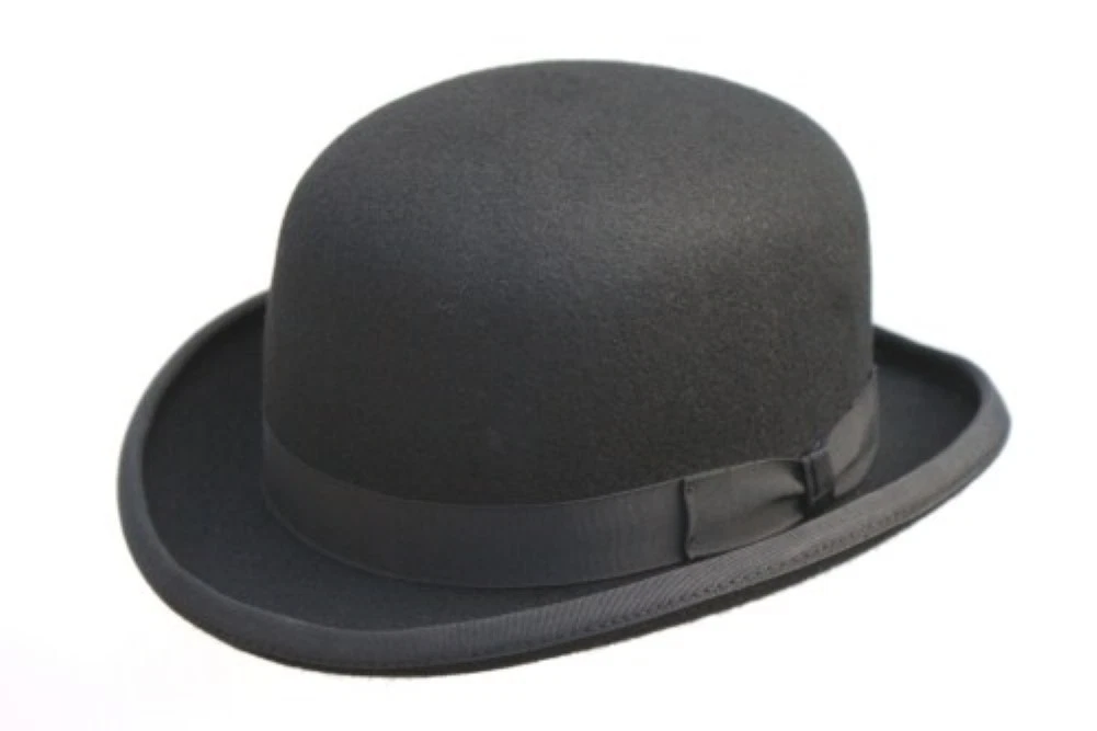 100 Wool Mens Black Bowler Hat Fashion Hat Satin Lining 4 Sizes