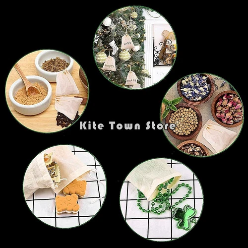 100/300 Cotton Muslin Drawstring Bags Coffee Tea Bath Soap Herb 3x4 4x6 6x8 8x12 - Picture 7 of 9