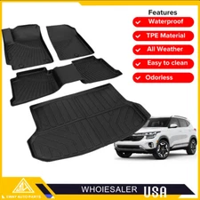 All Weather Floor Mats & Rear Trunk Cargo Liner Rubber For 2021-2025 Kia Seltos
