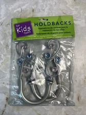 The Kids Room Hold Backs Curtain Pink & Blue Stones Silver Scrolls