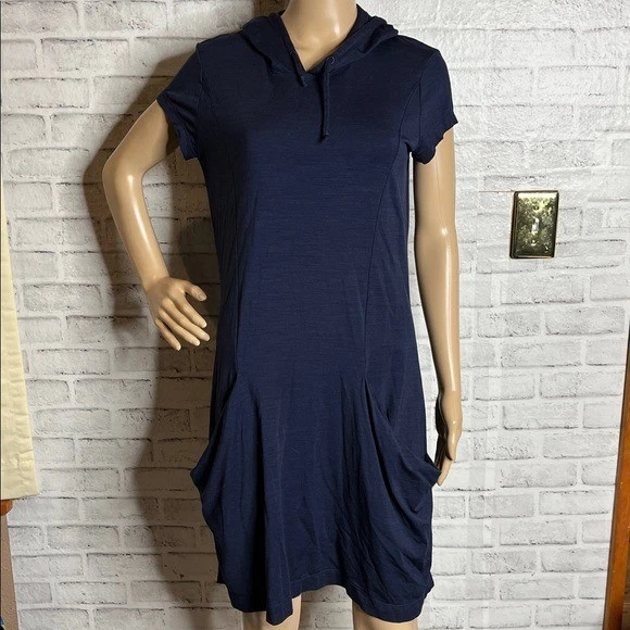 chinese dress ladies Midnight Blue Linen Maxi Dress – Hooded Long Sleeve Dress 1140 – Xiaolizi main image 0