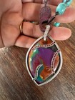 Turquoise Necklace with Pink sapphire clasp and Colorful Surfite Pendant — photo 7