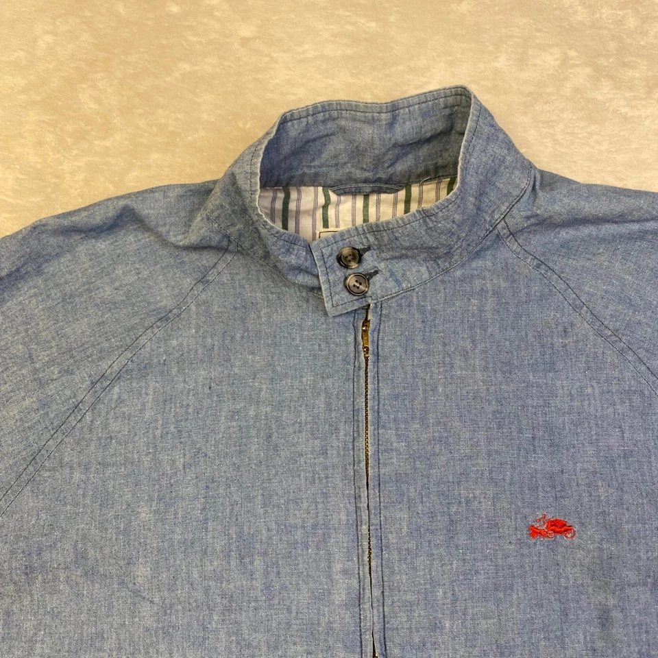 Jaqueta Harrington Vintage Duke Masculina Azul Chambray Leve Zíper Completo - Imagem 2 de 4