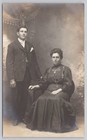 Antique Real Photo Postcard Victorian Couple Studio Portrait AZO Back
