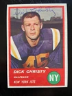 RARE Dick Christy Autographed 1963 Fleer AFL Football Card #14 Jets Died 1966
