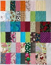 Lot of 50 7" X 7" cotton fabric squares- each one is different - no duplicates