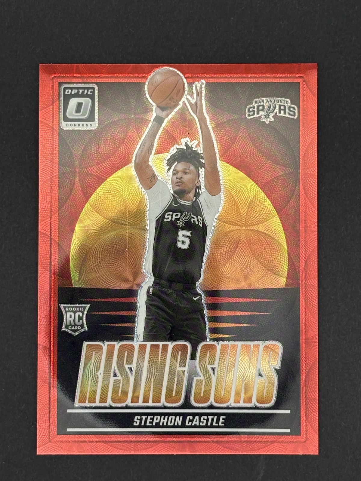 2024-25 Donruss Optic #6 Stephon Castle Rising Suns Red International Spurs RC
