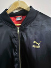PUMA Men’s Black Bomber Jacket Full Zip Lined Red Lining Logo Size XL
