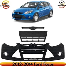 Front Bumper Cover Fascia & Grille Assembly Kit For 2012-2014 Ford Focus