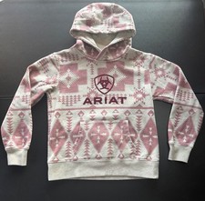 Ariat REAL Youth Medium Girls 10 Pink Southwestern Aztec Print Hoodie Pullover