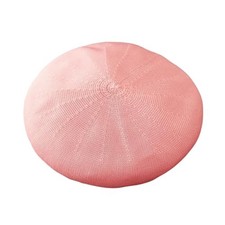 Summer French Beret Breathable Thin Beret Hat Solid Color Beanie for 7 1/8 Pink