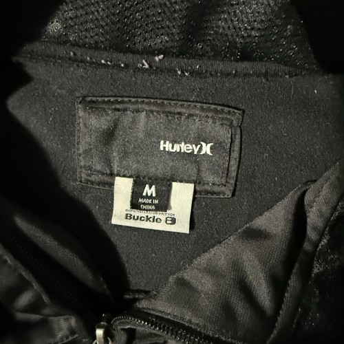 Chaqueta deportiva Hurley con hebilla para hombre cremallera completa bolsillos talla mediana negra - Imagen 2 de 8
