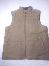 Weatherproof Reversible Mens Quilted Puffer Vest Brown Fleece Lined Work Gilet M