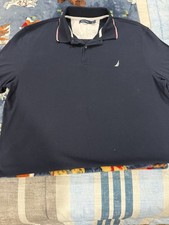 Nautica Men's Navy Blue Short Sleeve Polo Shirt L Collared Logo