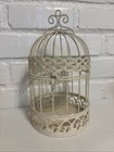 Vintage Metal Cream Textured/Shimmer Painted Decor Bird Cage Rustic/Shabby Chic — photo 2