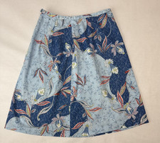Vintage 1970s Cottagecore Handmade Skirt A-Line Blue Floral Cotton Small 26"