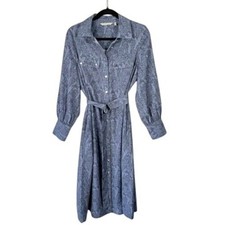 Purple Snakeskin Print Midi Shirt Dress Belted Medium Office Wear