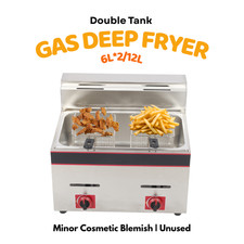 Gas Fryer LPG Double Catering Fryer Tool Fast Food Fryer Chip 12L Defect|Unused