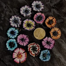 handmade polymer clay focal beads-14 caned flowers