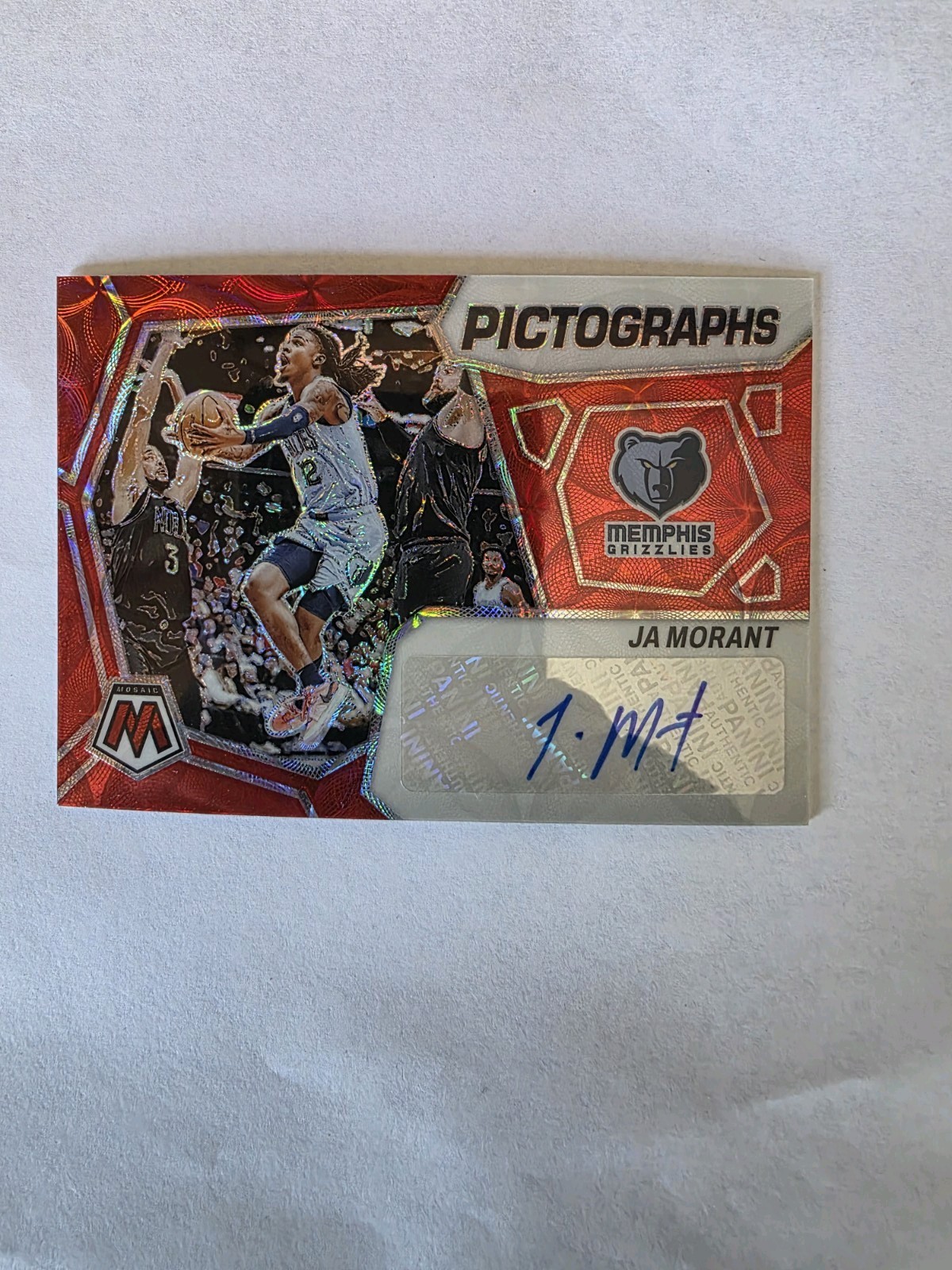 2023-24 Panini Mosaic Ja Morant Pictographs Auto Red Grizzlies