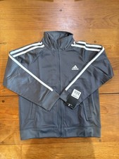 New Adidas Children  s Active Jacket Zipper Front Dark Gray Size 7 Classic