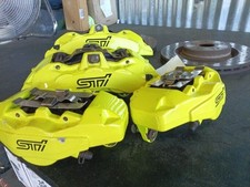 2008-2019 Subaru Wrx Sti Brembo Yellow Calipers Drilled Rotors Set 4 Oem