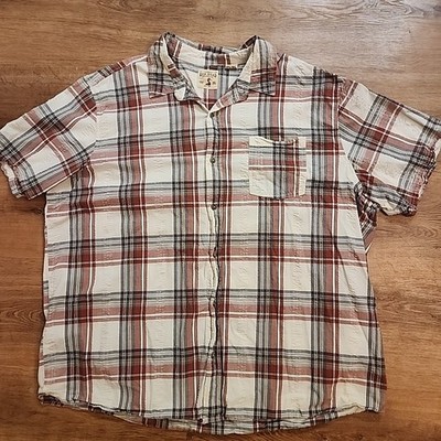 RedHead Mens 3XL Short Sleeve Button Down Red Gray Plaid Shirt Camp Fish Outdoor