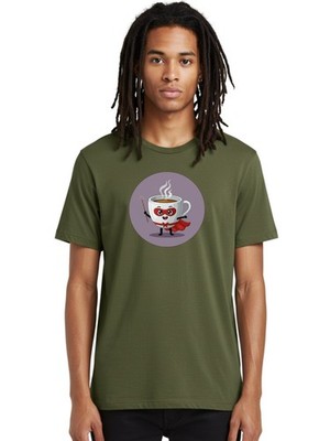 Cafe-Hero Mens Graphic Tee, 100% Cotton, Casual Summer Wear