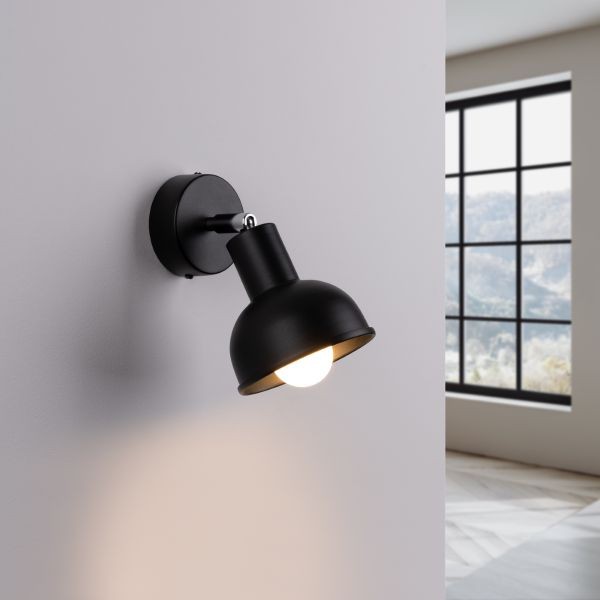 Applique E27 Elba en acier noir mat pour éclairage intérieur