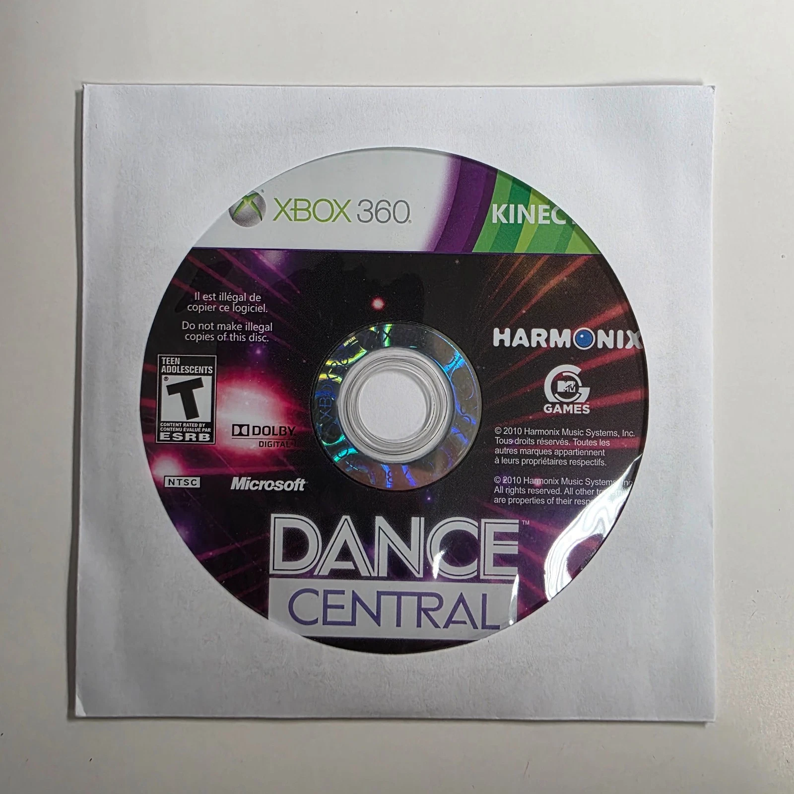 Dance Central (Microsoft Xbox 360, 2010) DISC ONLY