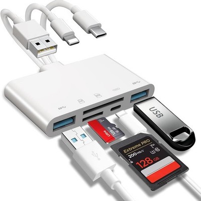 5in1 SD Kartenleser für iPhone Android USB-C OTG Adapter TF SD 5 Gbit/s