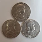 1954 P,D,S Franklin Half Dollars 90% SILVER (3 Coin Set) **Exact Coins** #00-88