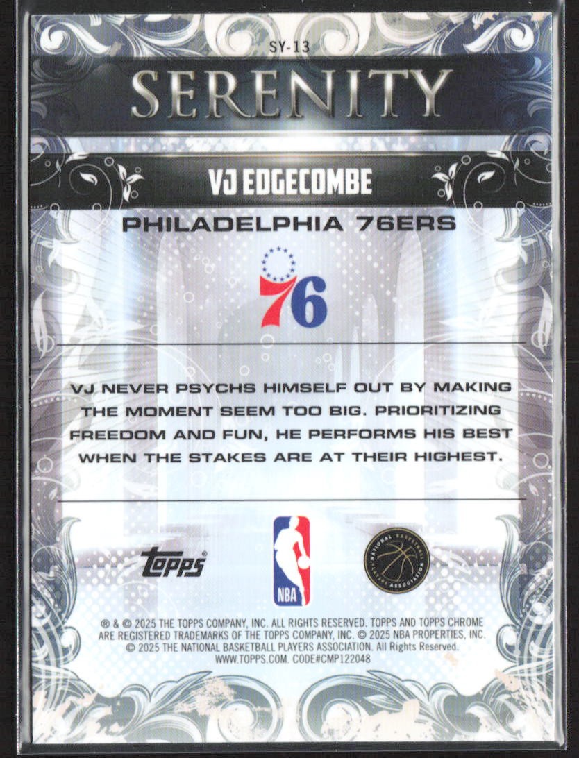 ☆☆まこと☆誠☆シビエストーンガード 2025-26 Topps Chrome NBA #SY-13 VJ Edgecombe Serenity Rookie | eBay