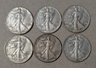 1941 1942 1943 Walking Liberty Lot of 6 Partial Roll All VF or Better Silver 90%