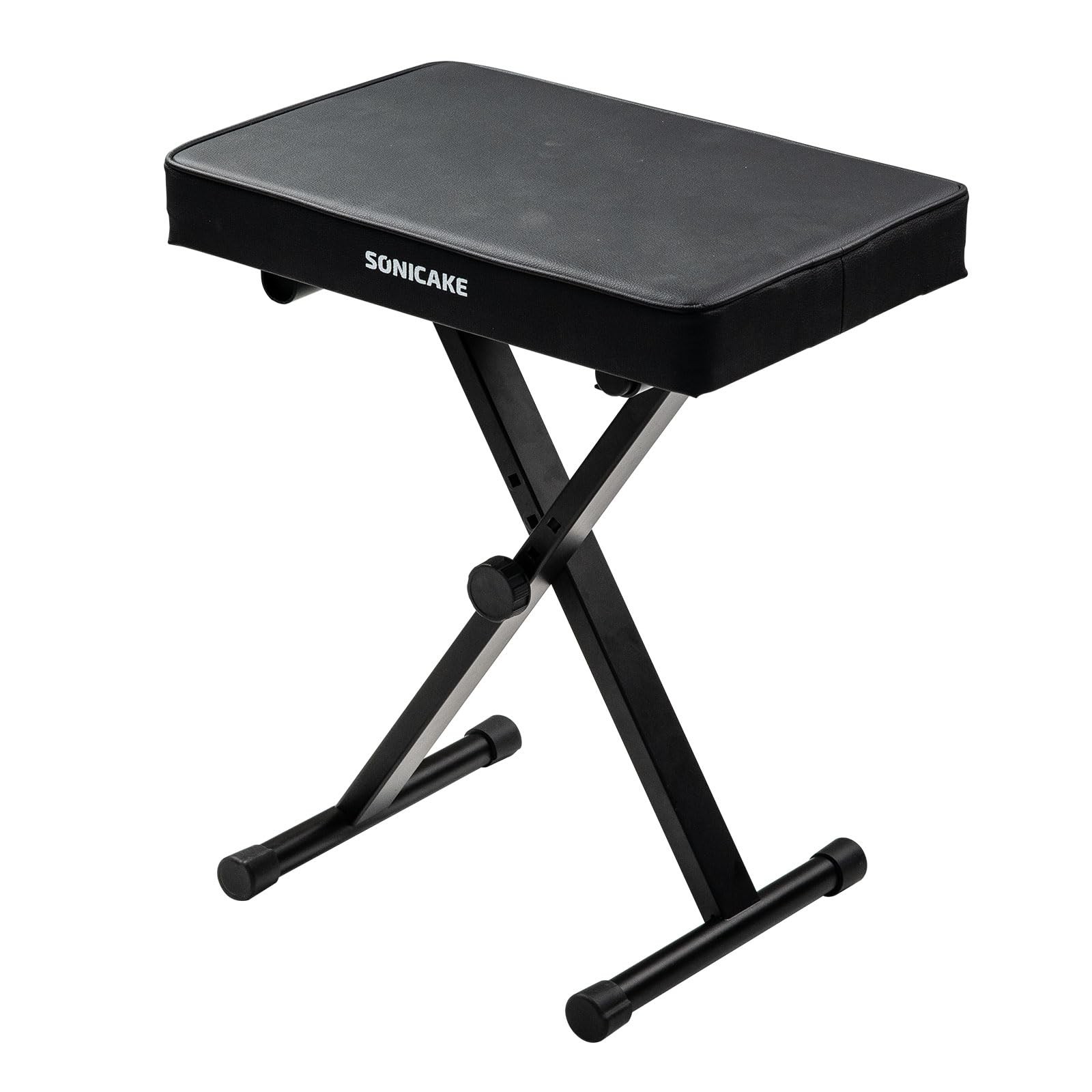 Banc de piano réglable noir avec tabouret de clavier rembourré 6 cm pour studio