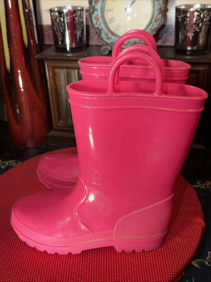 Botas de lluvia de goma rosa brillante para niños - talla 1 Foto 2 de 4