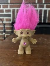 Troll Doll Pink Hair 5 inch Vintage Collectible Treasure Troll Gemstone Belly