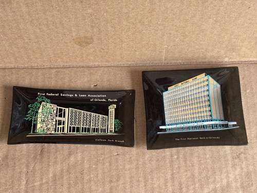 Vintage 1960s Smoked Glass Ashtrays From Central Florida Orlando & College Park